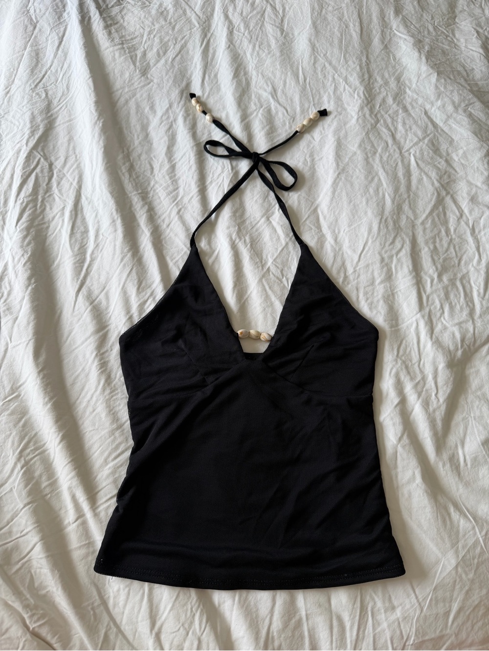 Black Halter beads Top